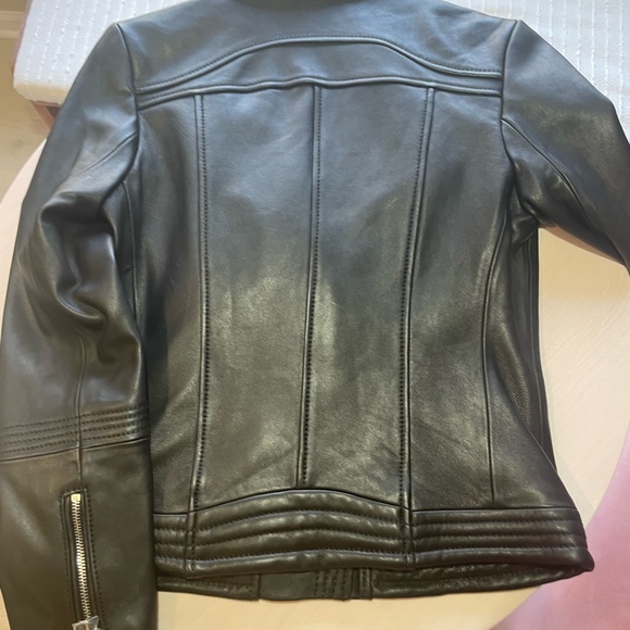 New Michael Kors Black Leather Jacket XS - Picture 3 of 3